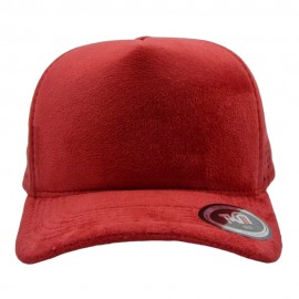 Boné 5 Painéis Camurça Furadinho Vermelho - Cód 1326