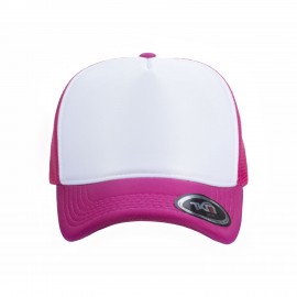 Boné Trucker Poliéster Pink com frente Branca - Cód 220