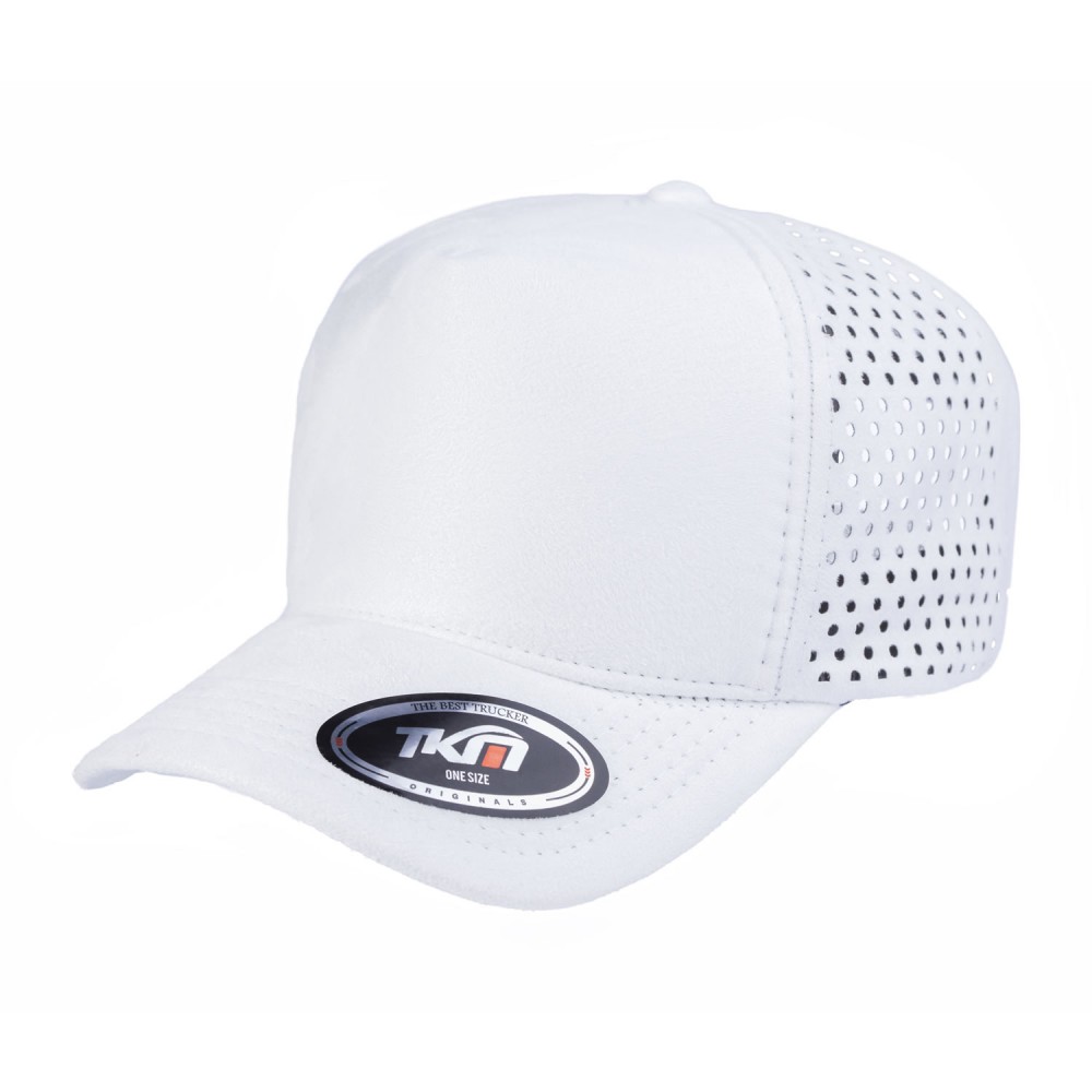Boné 5 Painéis Camurça Furadinho Branco - Cód 849